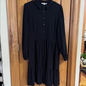 Women’s Boden Jemima tiered jersey dress black size 12 R
